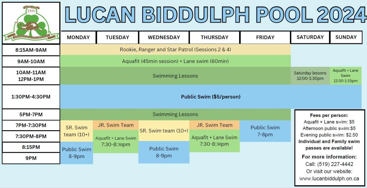 Community Pool Schedule